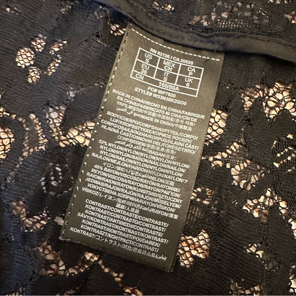 Guess Black Lace Cropped Blazer Small Moto Rave Party Streetwear Baddie 80s Zip - Picture 12 of 13